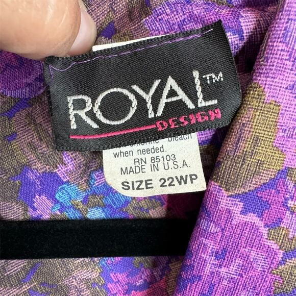 Royal Design Women's Plus Size 22 Purple Floral Vintage Blazer‎ - Picture 8 of 12